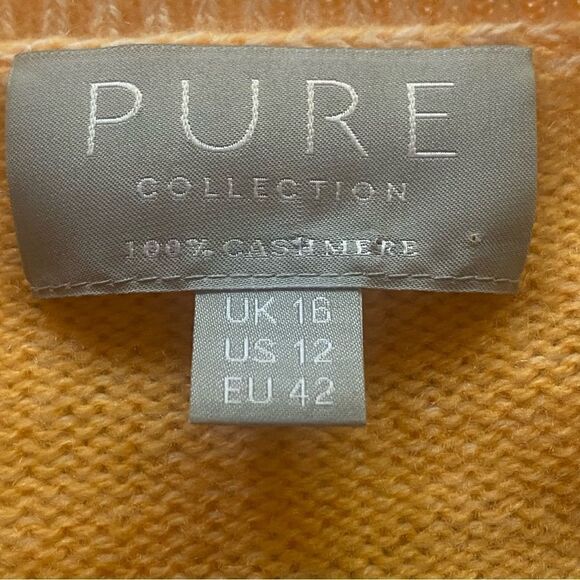 Pure Collection 100% Cashmere Light Orange V-Neck Sweater Size 12 - Picture 3 of 11